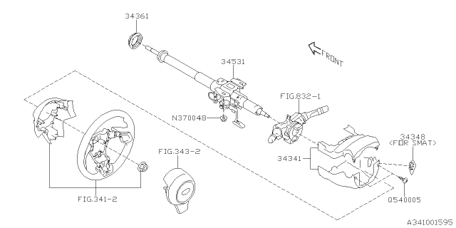 2020 Subaru Forester Column Assembly Steering Diagram for 34500FL030