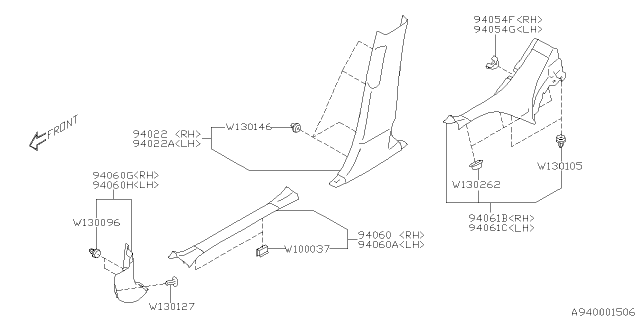 2019 Subaru Forester Trim PNL Ay B Pl LLH Diagram for 94022SJ010VH