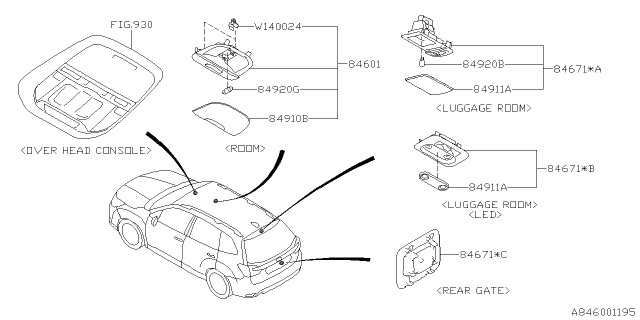 2019 Subaru Forester Lamp Assembly LUGG RMRG Diagram for 84671SJ100VH