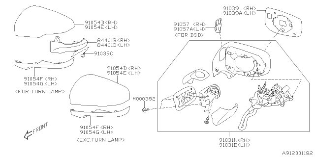 2019 Subaru Forester Cover Cap Out Mirror RH Diagram for 91054FL020EN