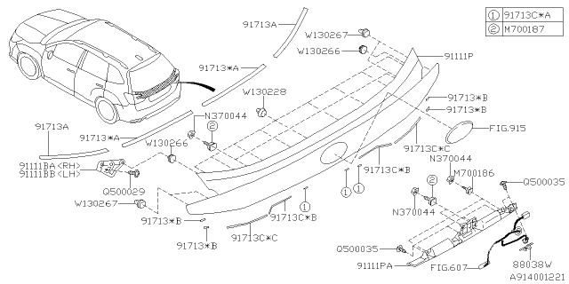 2020 Subaru Forester GARNISH Out SBAY Hg Diagram for 91111SJ430V2