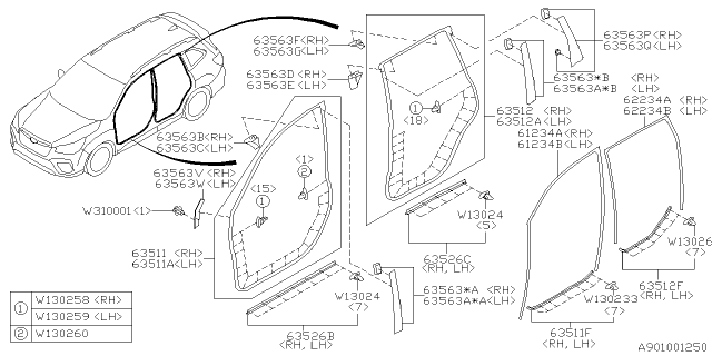 2020 Subaru Forester GLASSRUN Dr F LH Diagram for 63527SJ010