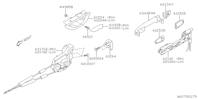 2019 Subaru Forester Cover Handle Rear Outer Diagram for 61134FL100EN