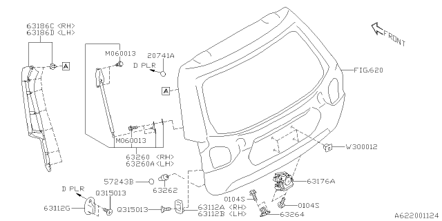 2019 Subaru Forester Rear Gate Stay Assembly, Right Diagram for 63269SJ001