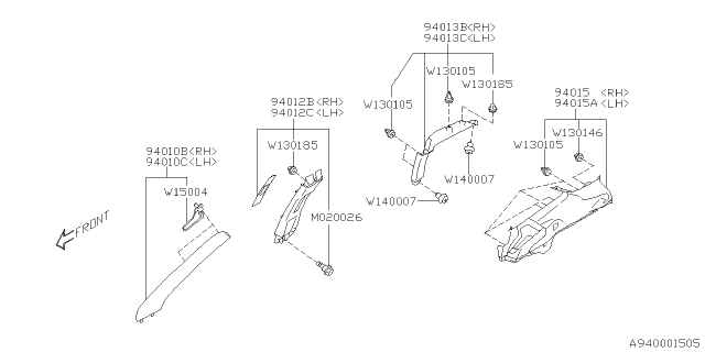 2021 Subaru Forester Inner Trim Diagram 4