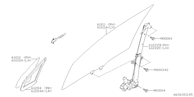 2019 Subaru Forester Glass Dr F P LH Diagram for 61012SJ110