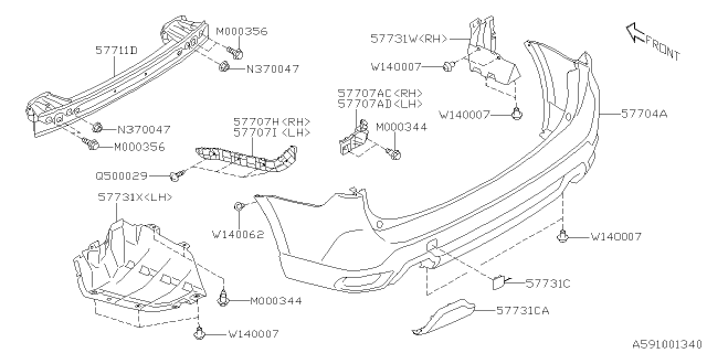 2019 Subaru Forester Bumper Face R Std Diagram for 57704SJ300