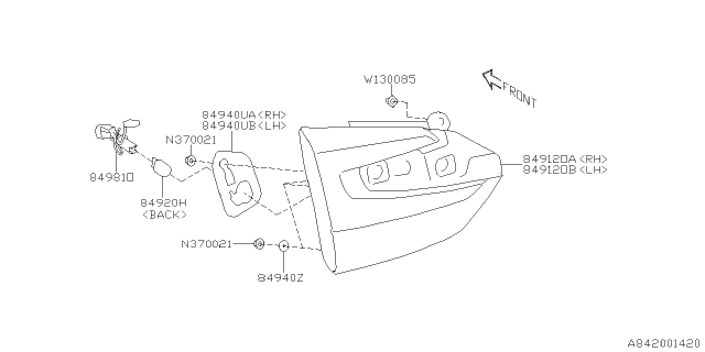 2019 Subaru Forester Lens & Body COMPLRH Diagram for 84912SJ080