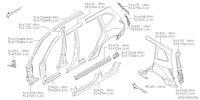 2021 Subaru Forester REINF COMPL PLR FLH Diagram for 51456SJ0109P