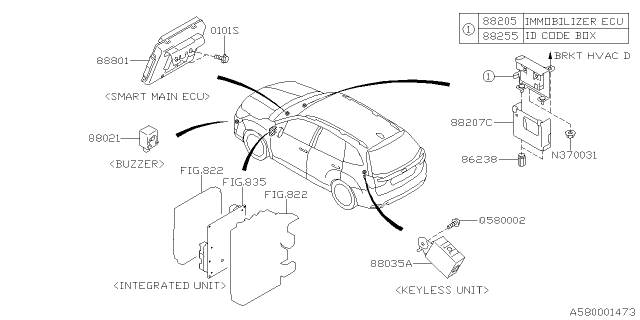 2019 Subaru Forester KEYLESS Entry Unit Diagram for 88035SJ010