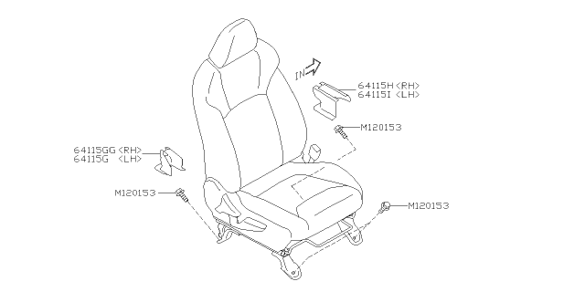 2021 Subaru Forester Cover Bolt R Out LH Diagram for 64115SJ030