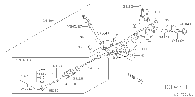 2021 Subaru Forester Power Steering Gear Box Assembly Diagram for 34110SJ040