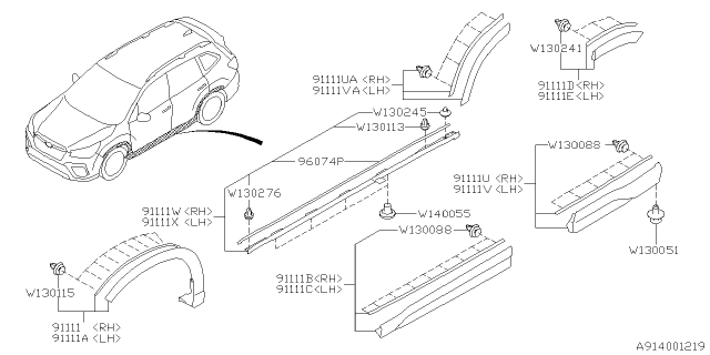 2021 Subaru Forester GARNISH Ay Dr R RH Diagram for 91112SJ240