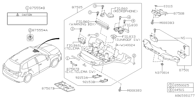 2019 Subaru Forester Cover Assembly St CMR Diagram for 87505SJ530ME