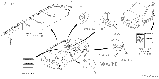 2020 Subaru Forester Air B Mod Assembly K Diagram for 98301SJ020VH