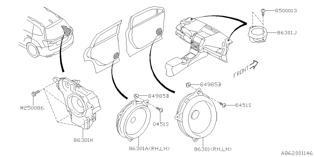 2020 Subaru Forester Speaker Assembly Front Diagram for 86301FL030