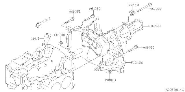 2020 Subaru Forester Timing Hole Plug & Transmission Bolt Diagram