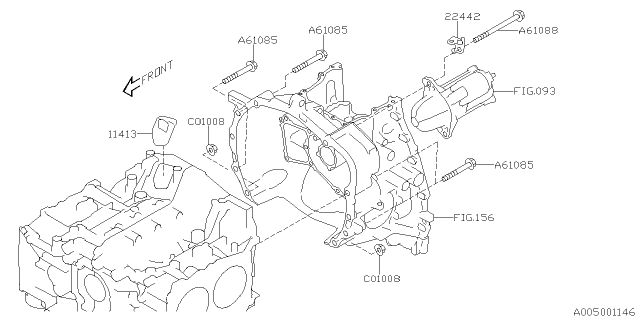 2019 Subaru Forester Timing Hole Plug & Transmission Bolt Diagram