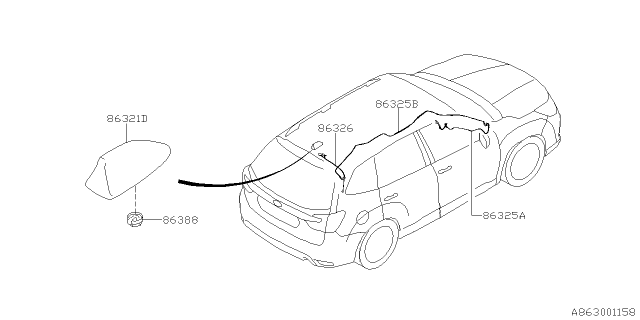 2020 Subaru Forester Antenna Assembly Diagram for 86321SJ300TQ