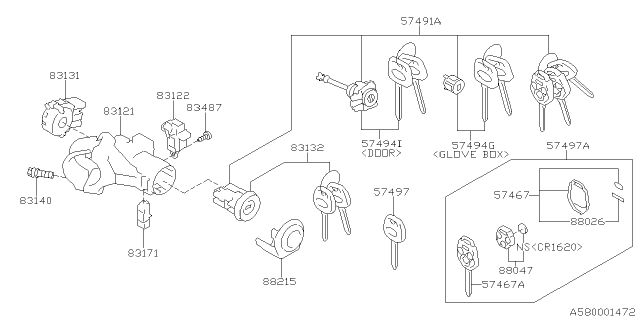 2021 Subaru Forester Spare LHd Key Kit Diagram for 57492AL010