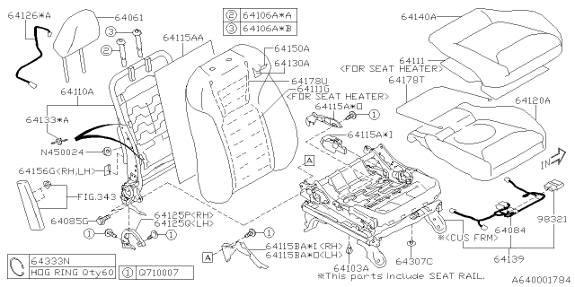 2021 Subaru Forester Seat Cover Assembly Right Diagram for 64150SJ270VH