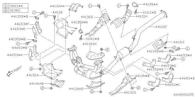 2021 Subaru Forester Front Exhaust Pipe Assembly Diagram for 44620AE550