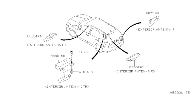 2019 Subaru Forester Ant Int Ay Rr Diagram for 88851SJ010