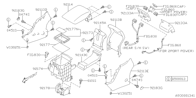 2019 Subaru Forester Console Slv Lid Assembly Diagram for 92114SJ010QA