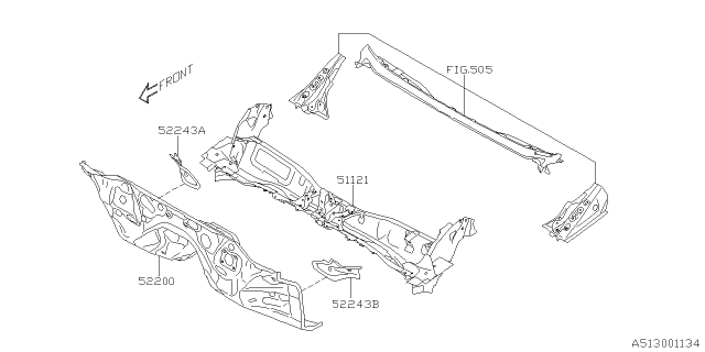 2021 Subaru Forester Toe Board & Front Panel & Steering Beam Diagram