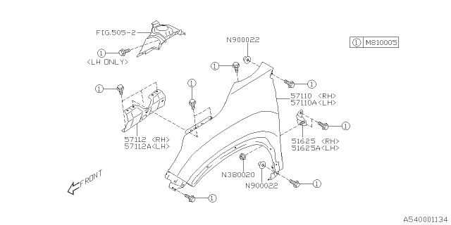 2019 Subaru Forester Ext Fender F Cp LH Diagram for 57160SJ0109P