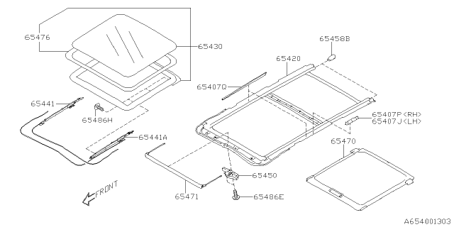 2019 Subaru Forester Sun Shade Assembly Diagram for 65470SJ000ME