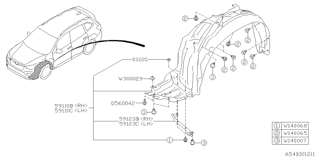 2021 Subaru Forester Mudguard Diagram 1