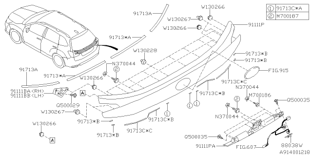 2020 Subaru Forester Outer Garnish Diagram 1
