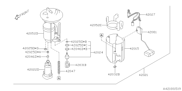 2020 Subaru Forester SPACER Fuel Pump A Diagram for 42046AJ020