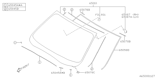 2020 Subaru Forester Windsheild Glass Assembly Diagram for 65009SJ210