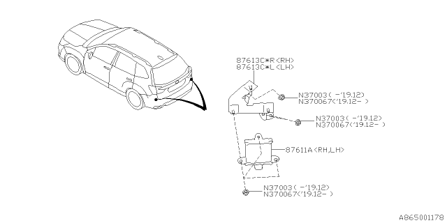 2020 Subaru Forester Radar Bracket RH Diagram for 87613SJ010