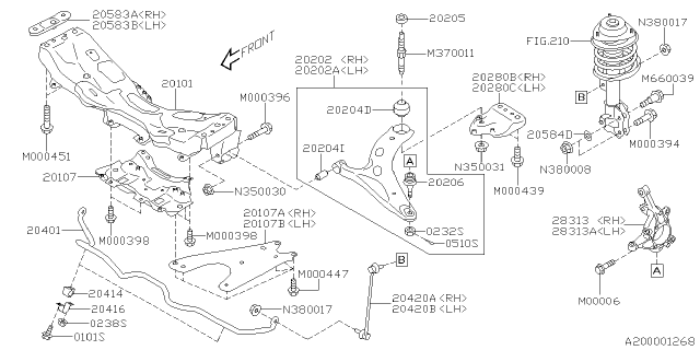 2021 Subaru Forester Arm Assembly F LH Diagram for 20202FL050