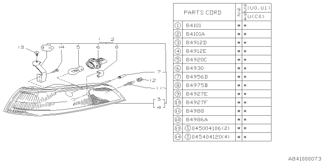 1993 Subaru SVX Lamp - Front Diagram