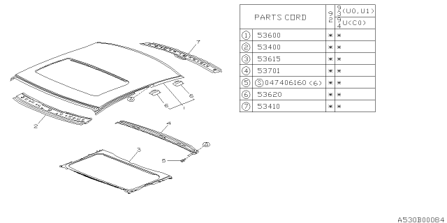 1992 Subaru SVX Roof Panel Diagram 2