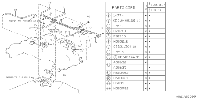 1992 Subaru SVX Fuel Delivery Pipe Diagram for 17540AA041