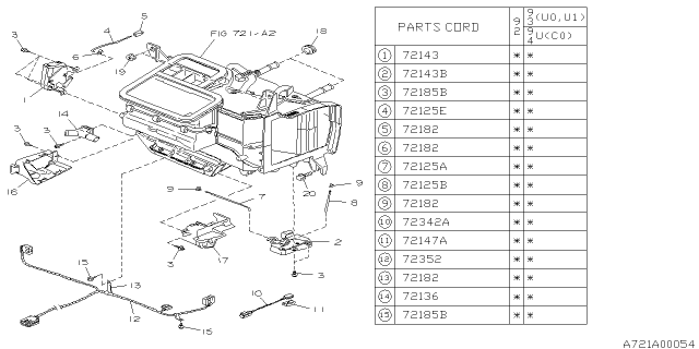1992 Subaru SVX Heater Unit Diagram 1