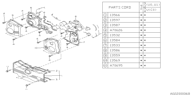 1993 Subaru SVX Cover Assembly Timing Belt LH Diagram for 13533AA002