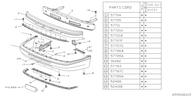 1993 Subaru SVX Front Bumper Diagram 1