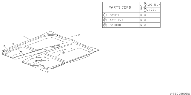 1993 Subaru SVX Mat Floor Diagram for 95010PA021DO