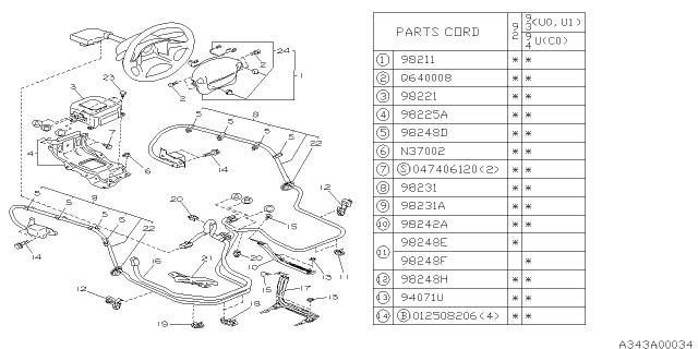 1992 Subaru SVX A/B Module Assembly Diagram for 98211PA001MD