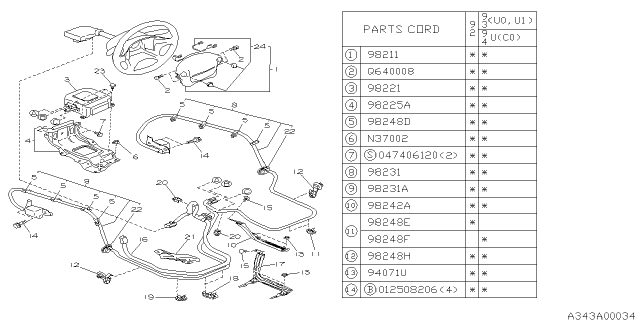 1993 Subaru SVX A/B Module Assembly Diagram for 98211PA001DO