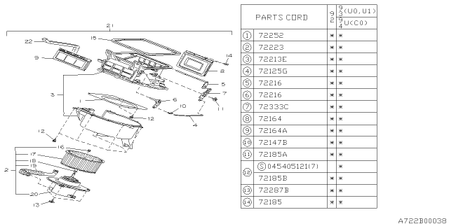 1992 Subaru SVX Case Diagram for 72054PA000