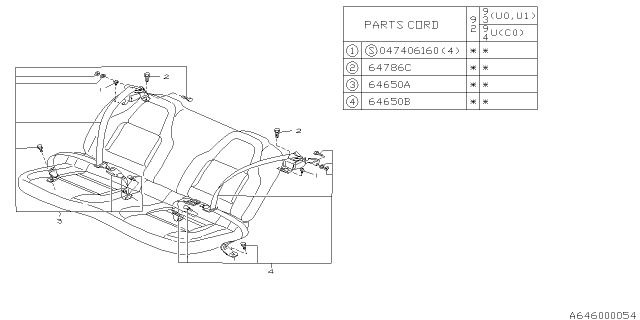 1993 Subaru SVX Seat Belt Set Rear LH Diagram for 64650PA020DO