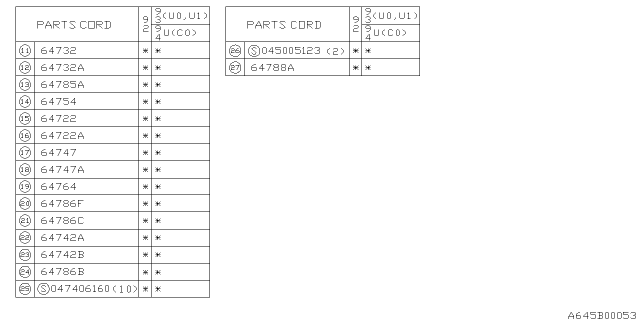 1993 Subaru SVX Runner Assembly RH Diagram for 64700PA160DO