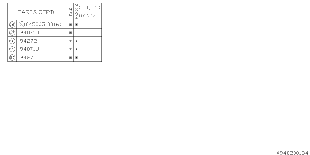 1992 Subaru SVX Clip Diagram for 94070GA180MD